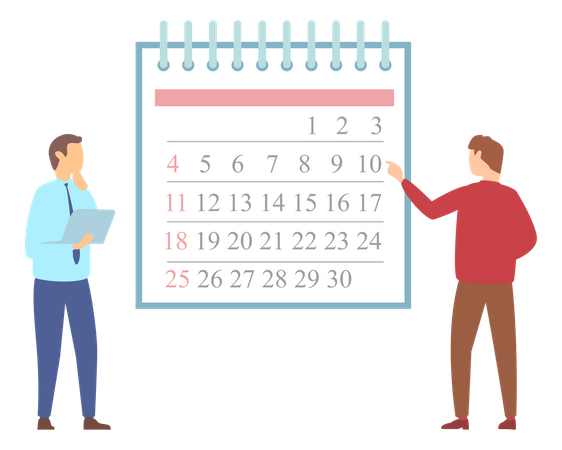 Hommes d'affaires faisant la planification du calendrier  Illustration