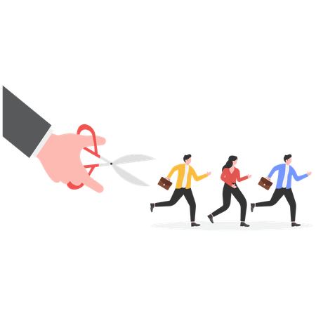 Les hommes d'affaires s'enfuient des ciseaux Illustration