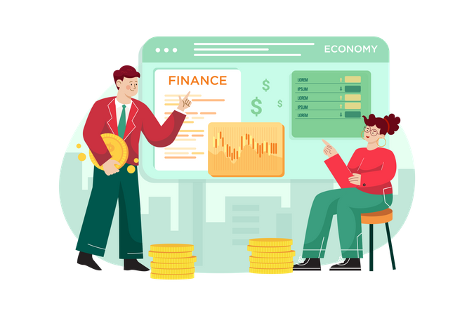 Hommes d'affaires gérant les finances  Illustration