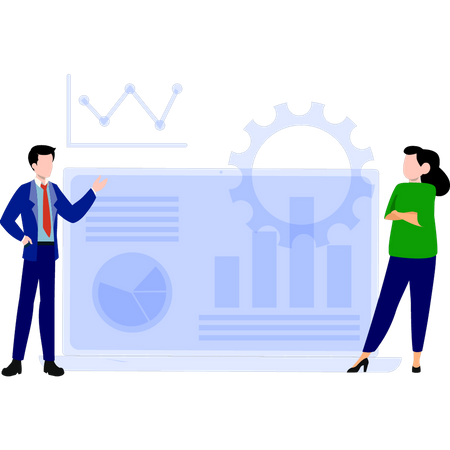 Gens d'affaires présentant un graphique d'analyse  Illustration