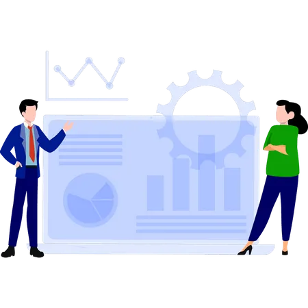 Gens d'affaires présentant un graphique d'analyse  Illustration