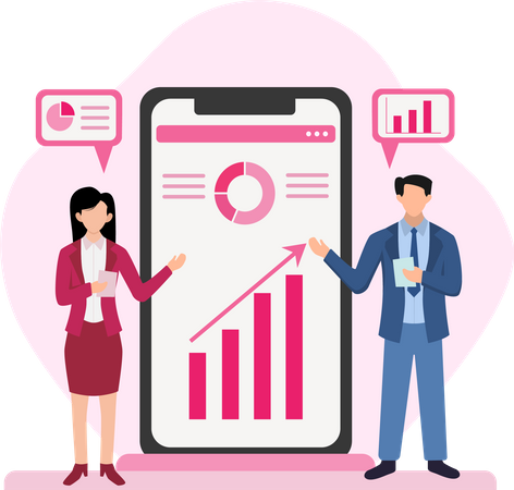 Gens d'affaires présentant des données d'analyse  Illustration