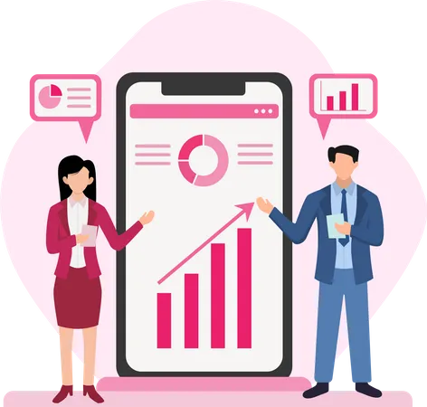 Gens d'affaires présentant des données d'analyse  Illustration