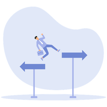 Les hommes d'affaires se détournent des flèches vers d'autres directions,  Illustration