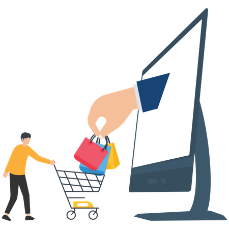 Gens d'affaires faisant des achats en ligne  Illustration