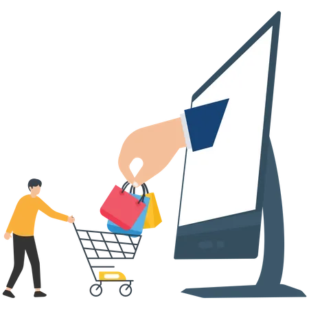 Gens d'affaires faisant des achats en ligne  Illustration