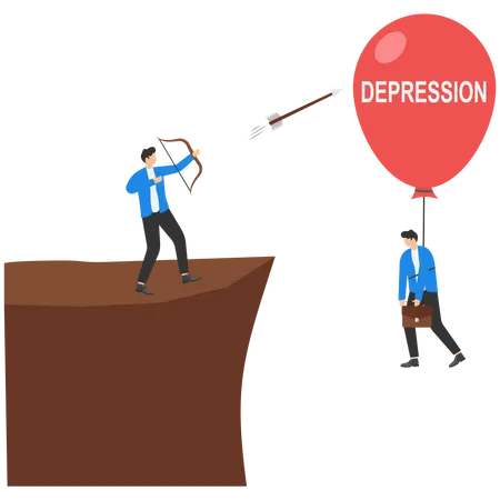 Hommes d'affaires tirant un ballon de dépression  Illustration