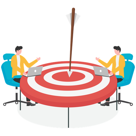 Les hommes d'affaires travaillent dur pour atteindre leurs objectifs commerciaux  Illustration