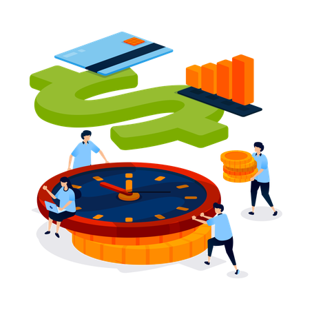 Les gens d'affaires travaillent sur la gestion du temps  Illustration