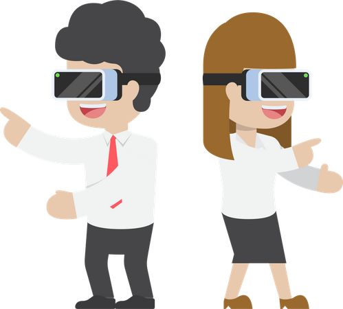 Gens d'affaires utilisant la technologie VR  Illustration