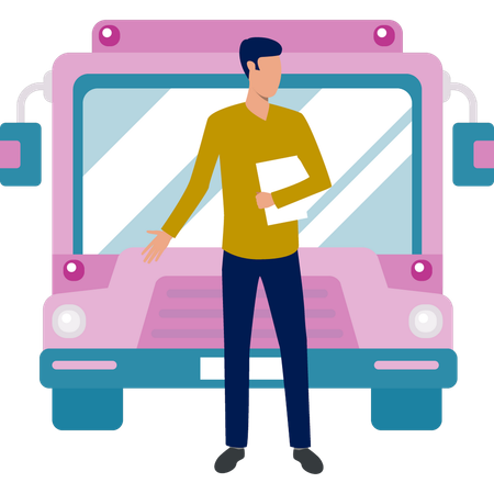 Hommes proposant de voyager depuis le bus  Illustration