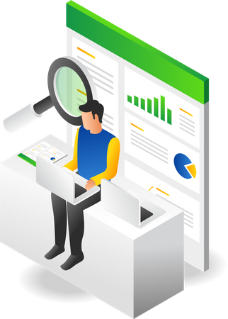 Les hommes enregistrent l'analyse des activités d'investissement  Illustration