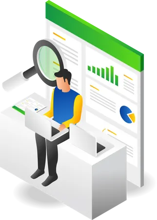 Les hommes enregistrent l'analyse des activités d'investissement  Illustration