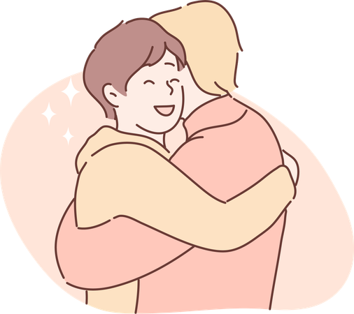 Homosexual hugs each other  Illustration