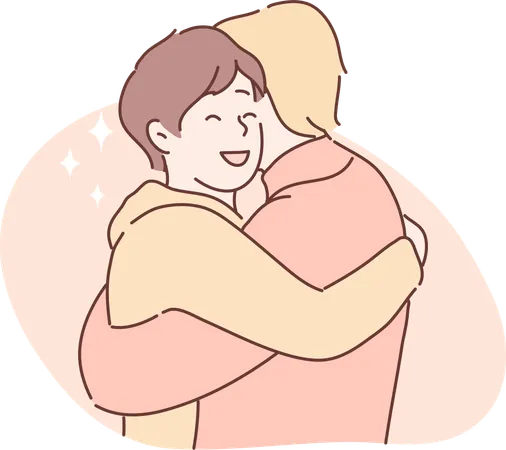 Homosexual hugs each other  Illustration