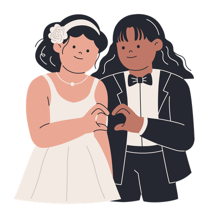 Homosexual Lesbian Couple Wedding  Illustration