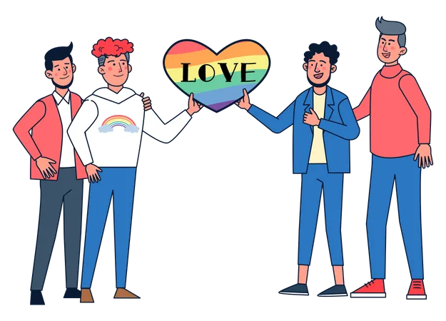 Homosexuals holding love sign  Illustration