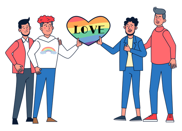 Homosexuelle mit Liebesschild  Illustration