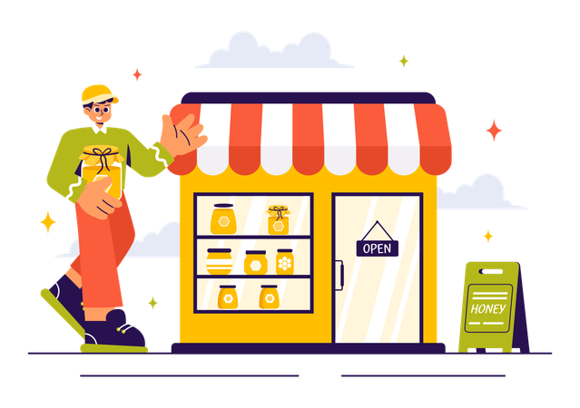 Honey For Sale  Illustration