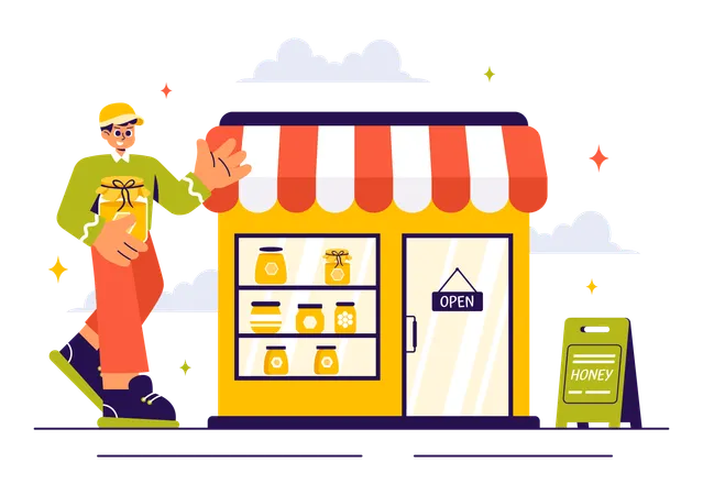 Honey For Sale  Illustration