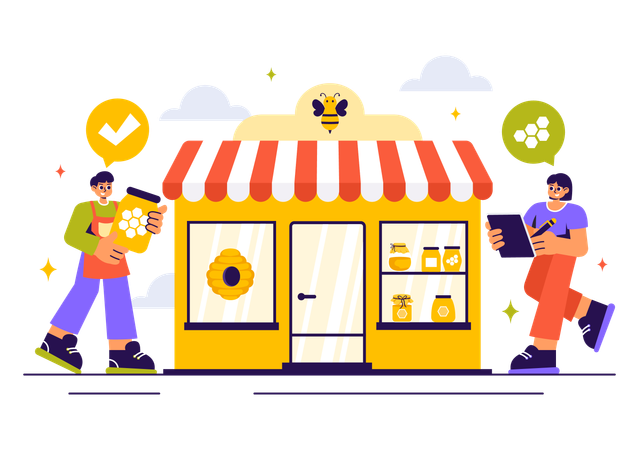 Honey Store Front  Illustration