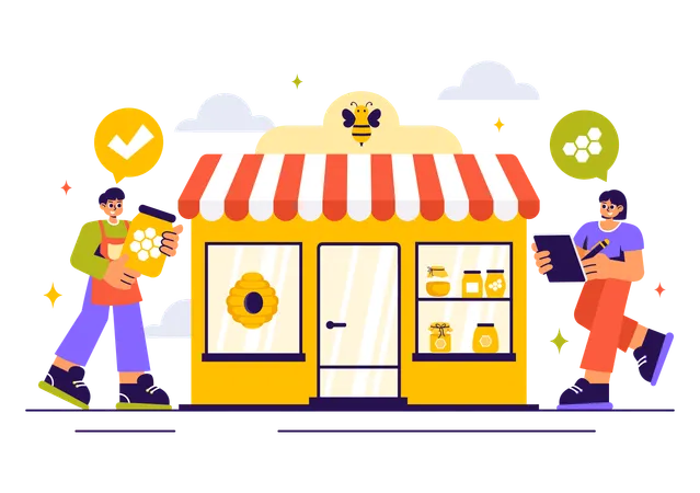 Honey Store Front  Illustration