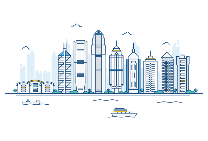 Hong Kong skyline Illustration