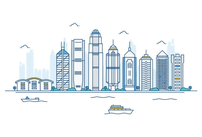 Skyline von Hongkong  Illustration