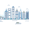 illustration for hong kong skyline