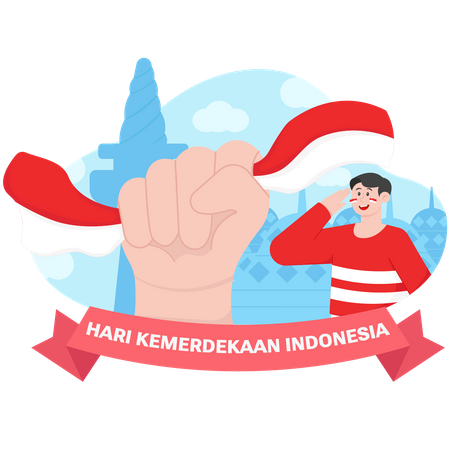 Honor del día de la independencia de Indonesia  Ilustración