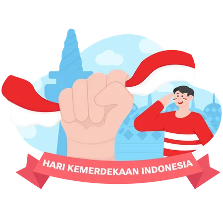 Honor del día de la independencia de Indonesia  Ilustración