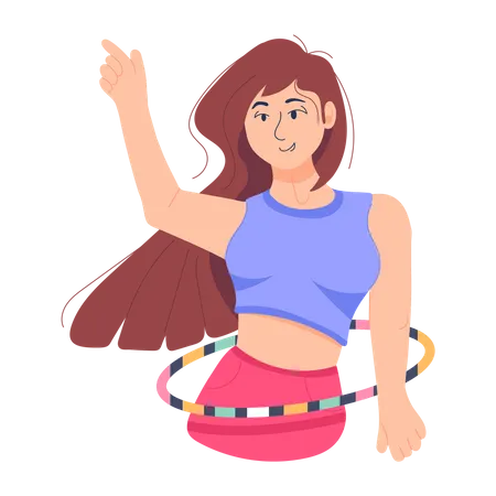 Girl Dancing With Hoop Illustration