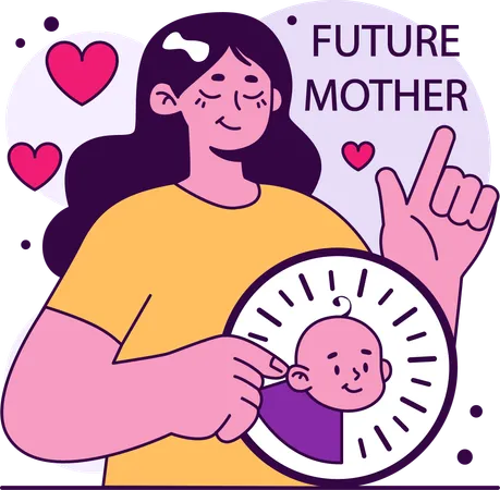 Hopeful woman becoming  mother  Illustration