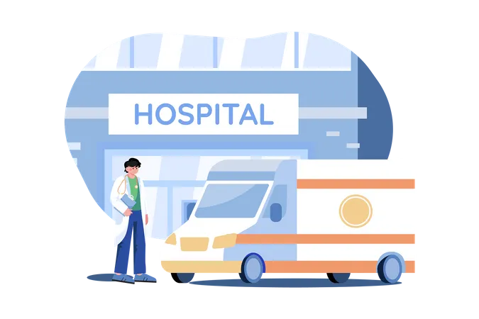 Hôpital avec service d'urgence  Illustration