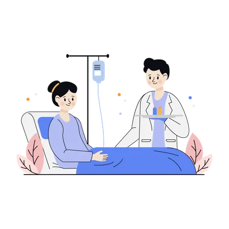 Patient de l'hôpital en consultation avec un médecin  Illustration