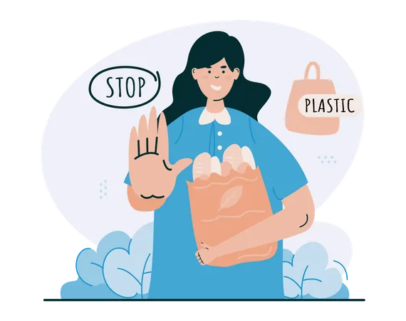 Verzichten Sie auf den Einsatz von Plastik beim Einkaufen  Illustration