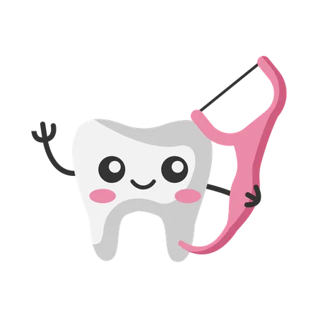 Hora de usar fio dental  Ilustração