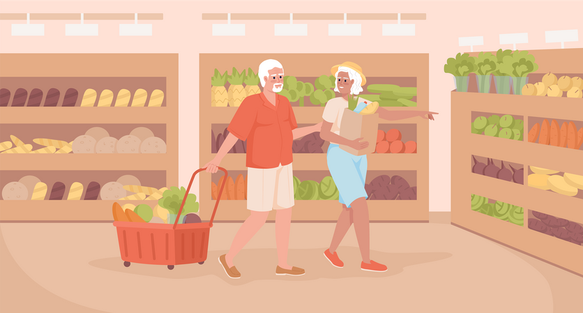 Horario de compras para personas mayores  Ilustración