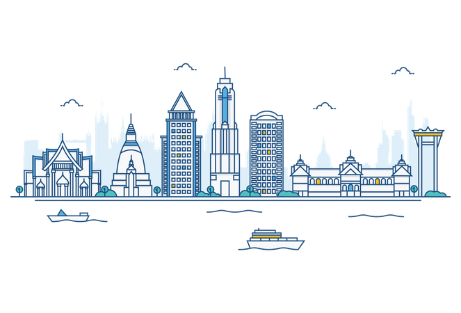 Horizonte de bangkok  Ilustración