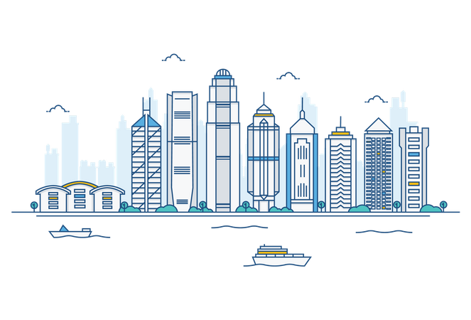 Horizonte de hong kong  Ilustración