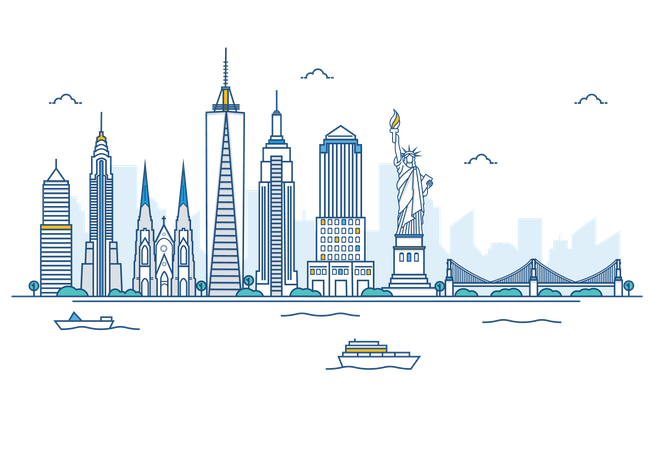 Horizonte de nueva york  Ilustración
