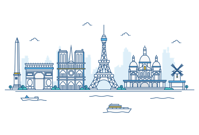 Horizonte de parís  Ilustración