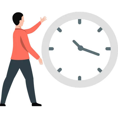 Homme présentant l'horloge  Illustration