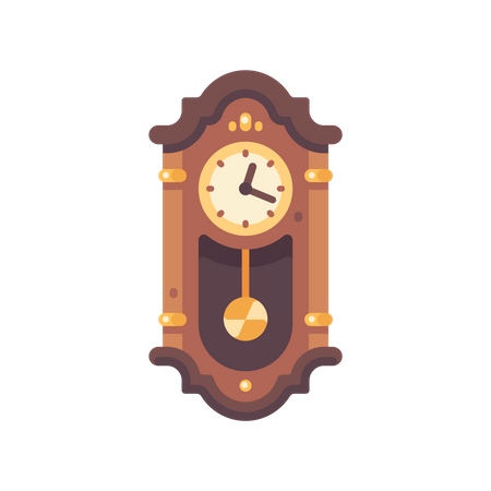 Ancienne horloge grand-père en bois  Illustration