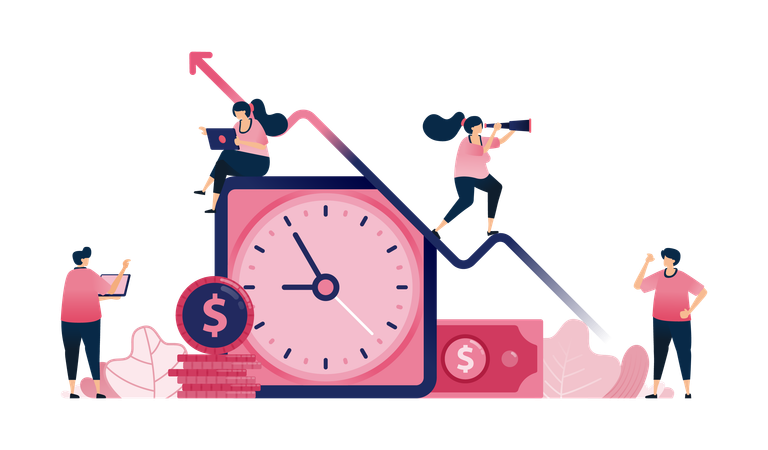 L'horloge pour la gestion financière et des investissements continue d'augmenter  Illustration