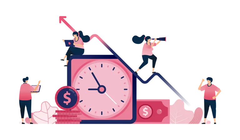 L'horloge pour la gestion financière et des investissements continue d'augmenter  Illustration