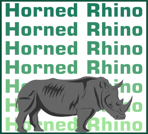 Horned rhino  Illustration