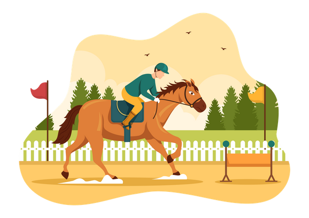 Horse Hurdle Races Illustration