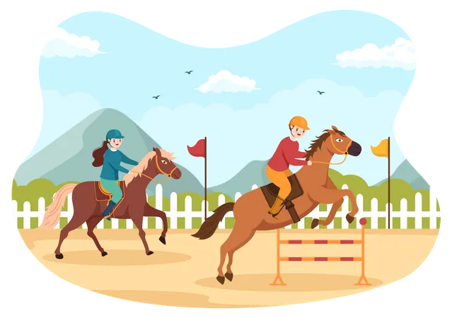 Horse Hurdle Races  Illustration