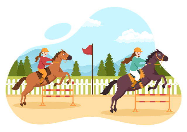 Horse Hurdle Races  Illustration